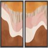 wall26 Framed Canvas Print Wall Art Set Mid-Century Pastel Orange, Pink Brown Color Field Abstract Shapes Illustrations Modern Chic Relax/Calm for Living Room, Bedroom, Office - 16"x24"x2 Black view 1