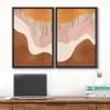 wall26 Framed Canvas Print Wall Art Set Mid-Century Pastel Orange, Pink Brown Color Field Abstract Shapes Illustrations Modern Chic Relax/Calm for Living Room, Bedroom, Office - 16"x24"x2 Black view 2