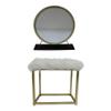 Acme Adao Metal Vanity Mirror and Stool in Black and Brass view 1