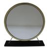 Acme Adao Metal Vanity Mirror and Stool in Black and Brass view 2