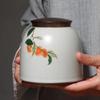 11.5cm Ru Kiln Ceramics Persimmon Pattern Tea Caddy Sealed Retro Tea Jar Tea Set view 2