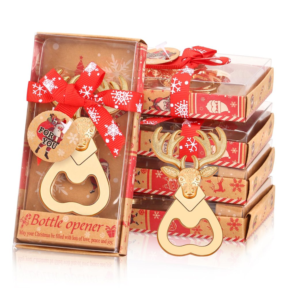 24PCS Christmas Reindeer Bottle Openers for Wedding Bridal Shower or Baby Shower Party Favors Gifts for Guests Christmas Party Decorations Souvenirs