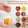 3Pcs Glass Storage Container with Round Ball Cork,Coffee Bean Jar Glass Cork Clear Stripe Glass Bottles with Cork Glass Canisters for Food, Coffee, Sugar, Spice, Tea,DIY (500ml / 700ml / 1000ml) view 3