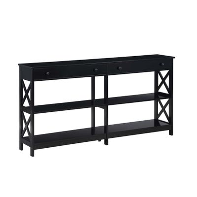 Convenience Concepts Oxford 2-Drawer Console Table with Shelves, 60", Black
