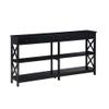 Convenience Concepts Oxford 2-Drawer Console Table with Shelves, 60", Black view 1