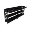 Convenience Concepts Oxford 2-Drawer Console Table with Shelves, 60", Black view 4