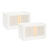 Folding and Stackable Container with Doors and Handles | Storage Container | Storage Organizer | Storage Totes | Trunk Organizer, 72 Liter, Set of 2, White&Cream Handle view 1