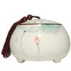 12.8cm Hand Painted Lotus Pattern Tea Caddy Ceramic Sealed Tea Storage Jar Kung Fu Tea Set view 1