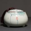 12.8cm Hand Painted Lotus Pattern Tea Caddy Ceramic Sealed Tea Storage Jar Kung Fu Tea Set view 4