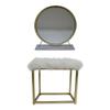 Acme Adao Vanity Mirror and Stool in White and Brass view 1