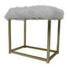 Acme Adao Vanity Mirror and Stool in White and Brass view 4