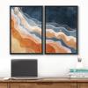 wall26 Framed Canvas Print Wall Art Set Blue, Orange and White Watercolor Color Waves Abstract Shapes Illustrations Modern Chic Relax/Calm for Living Room, Bedroom, Office - 16"x24"x2 Black view 2