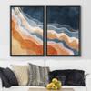 wall26 Framed Canvas Print Wall Art Set Blue, Orange and White Watercolor Color Waves Abstract Shapes Illustrations Modern Chic Relax/Calm for Living Room, Bedroom, Office - 16"x24"x2 Black view 3