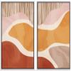 wall26 Framed Canvas Print Wall Art Set Mid-Century Pastel Orange, Pink Brown Color Waves Abstract Shapes Illustrations Modern Chic Relax/Calm for Living Room, Bedroom, Office - 16"x24"x2 White view 1