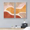 wall26 Framed Canvas Print Wall Art Set Mid-Century Pastel Orange, Pink Brown Color Waves Abstract Shapes Illustrations Modern Chic Relax/Calm for Living Room, Bedroom, Office - 16"x24"x2 White view 2