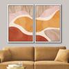 wall26 Framed Canvas Print Wall Art Set Mid-Century Pastel Orange, Pink Brown Color Waves Abstract Shapes Illustrations Modern Chic Relax/Calm for Living Room, Bedroom, Office - 16"x24"x2 White view 3