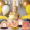 8 Pcs 1st Rainbow Party Decorations Rainbow Centerpieces for Tables Muted Rainbow Party Decor Birthday Table Centerpiece Honeycomb Paper Centerpiece for Birthday Baby Shower Supplies view 4