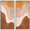 wall26 Framed Canvas Print Wall Art Set Mid-Century Pastel Orange, Pink Brown Color Field Abstract Shapes Illustrations Modern Chic Relax/Calm for Living Room, Bedroom, Office - 16"x24"x2 White view 1