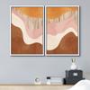 wall26 Framed Canvas Print Wall Art Set Mid-Century Pastel Orange, Pink Brown Color Field Abstract Shapes Illustrations Modern Chic Relax/Calm for Living Room, Bedroom, Office - 16"x24"x2 White view 2