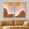 wall26 Framed Canvas Print Wall Art Set Mid-Century Pastel Orange, Pink Brown Color Field Abstract Shapes Illustrations Modern Chic Relax/Calm for Living Room, Bedroom, Office - 16"x24"x2 White view 3