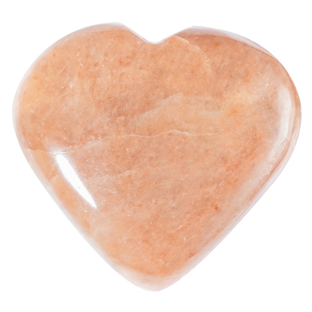 Crocon 50mm Peach Moonstone Heart Stone Big Heart Shape Puff Stones Set 450+ Carats Pocket Crystal Healing Tumble Collection Palm Worry Stone Good Luck Charm Meditation Gift Craft Home Decor