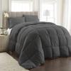 3 PC Box Stitched Corner Tabs Comforter Set, Oversized King -Grey 100% Natural Cotton Solid All Season Ultra Soft Down Alternative Lightweight Bedding Duvet Insert Quilted 500 GSM Fill Power view 1