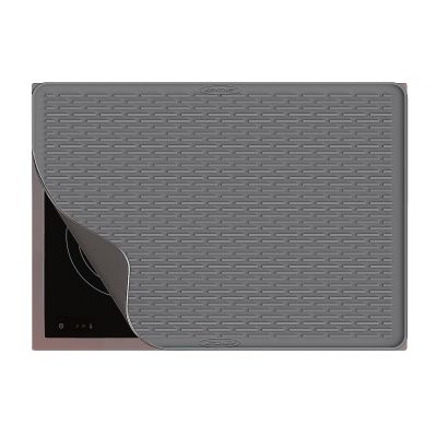 Silicone Stove Top Cover for Electric Stove 28''x20'', Extra Large Dish Drying Mat, 28 x 20 Trivet Mat for Hot Pot, Silicone Stove Top Protector -Grey
