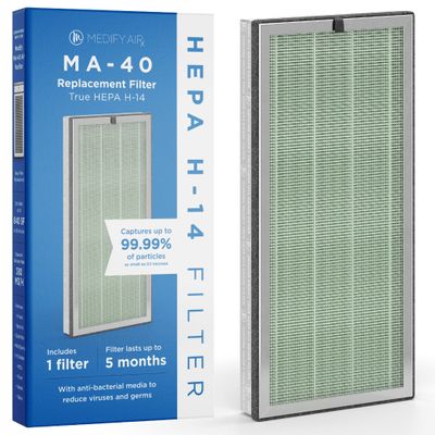 Medify MA-40 Genuine Replacement Filter for Allergens, Smoke, Wildfires, Dust, Odors, Pollen, Pet Dander | 3 in 1 with Pre-filter, True HEPA H13 and Activated Carbon for 99.9% Removal | 1-Pack