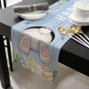Easter Table Runner 36 Inches Long, Easter Bunny Butt Egg Cotton Linen Table Runners, Spring Floral Butterfly Blue Watercolor Kitchen Dinner Burlap Tablerunner for Table/Dresser/Dining/Party/Wedding view 2