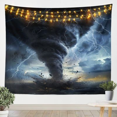 Castle Fairy 3D Tornado Tapestry Lightning Tapesrties Dcor Living Room Bedroom Natural Disaster Wall Hangings Art Tornado Pattern Tapestry Wall Hanging for Home Decor 59.1x82.7