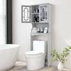 BestComfort Wooden Over The Toilet Storage Cabinet, Home Bathroom Space Saver, Double Doors, Adjustable Shelf Organizer, Open Storage Shelf, Freestanding Toilet Storage Rack Unit (Gray), Grey view 1