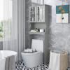 BestComfort Wooden Over The Toilet Storage Cabinet, Home Bathroom Space Saver, Double Doors, Adjustable Shelf Organizer, Open Storage Shelf, Freestanding Toilet Storage Rack Unit (Gray), Grey view 4