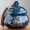 13.8cm Lotus Pattern Tea Caddy Ceramic Storage Sealed Jar Chinese Creative Tea Set view 1