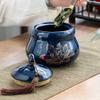 13.8cm Lotus Pattern Tea Caddy Ceramic Storage Sealed Jar Chinese Creative Tea Set view 4