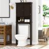 UTEX Bathroom Storage Over The Toilet, Above Toilet Storage Cabinet Organizer with Adjustable Shelves and Double Doors, Espresso view 1