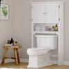 UTEX Over The Toilet Storage Cabinet, Over Toilet Bathroom Organizer with Adjustable Shelves and Double Doors, White view 1