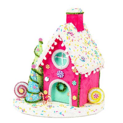 December Diamonds Candy Land 13" Pink Candy House Figurine