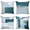 Ambesonne Grunge Throw Pillow Cushion Case Pack of 4, Abstract and Modern Style Brushstroke Ornaments Geometric Squares, Modern Accent Double-Sided Digital Printing, 24", Pale Cadet Blue and Teal view 1