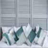 Ambesonne Grunge Throw Pillow Cushion Case Pack of 4, Abstract and Modern Style Brushstroke Ornaments Geometric Squares, Modern Accent Double-Sided Digital Printing, 24", Pale Cadet Blue and Teal view 3