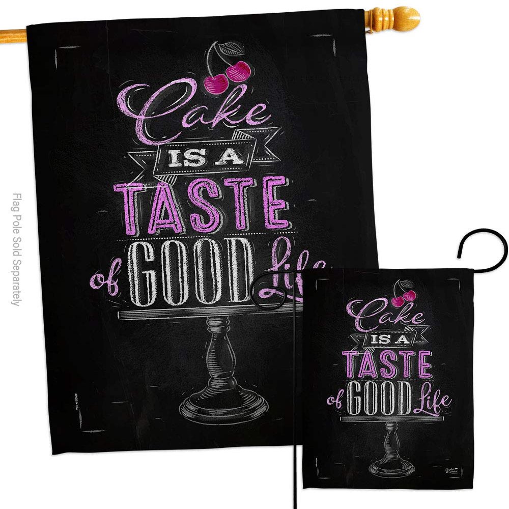 Angeleno Heritage Cake Taste Good Garden House Flag Set Food Sweet Pie Candy Donut Popsicle Dessert Ice Cream Decoration Banner Small Yard Gift Double-Sided, Made in USA