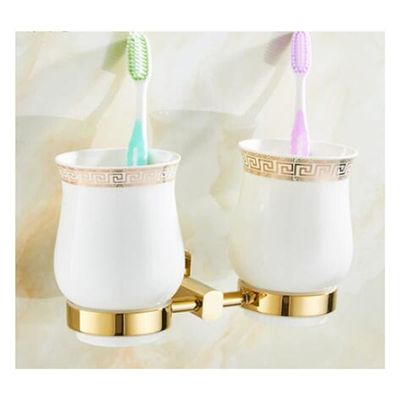 TYZK Shower Shelves Gold Bath Sets, Towel Rack, Paper Holder, Toilet Brush Holder, Hooks Bathing Accessories (Color : Tumbler Holders)