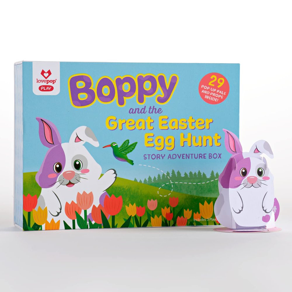Lovepop Boppy and the Great Easter Egg Hunt Adventure Box - Easter Gift Basket Advent Calendar for Kids  29 Mini Pop-Up Characters, 6.45" x 4.84" x 2.2", Easter Basket Stuffer
