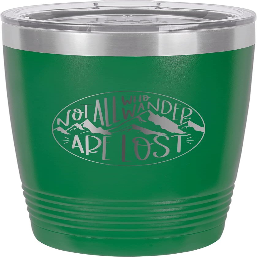 CustomGiftsNow Not All Who Wander Are Lost - Camping Stainless Steel Double-Wall Insulated Tumbler 20-Ounce Truck Car Travel Coffee Cup Mug with Lid