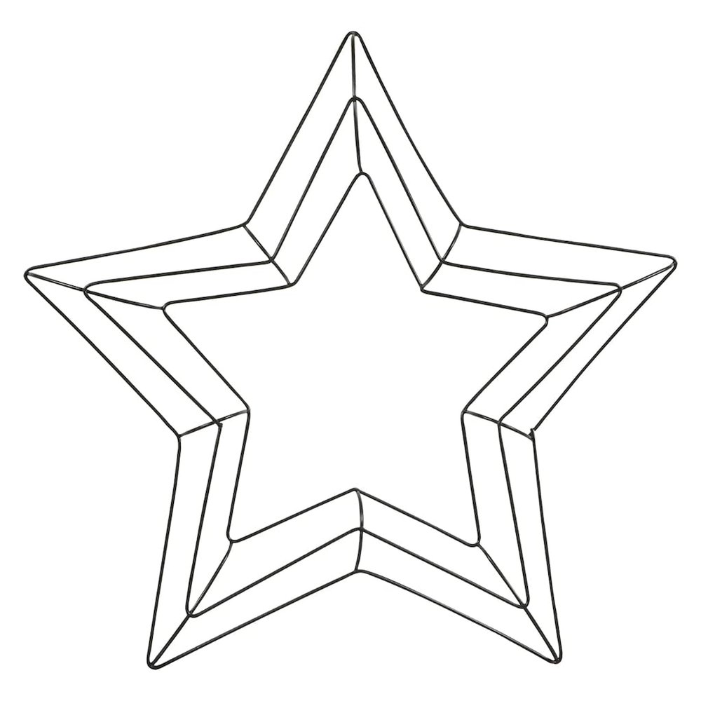 Craft Supply Floral Garden Star-Shaped Wire Wreath Form - 15 x 15 Inches, Black