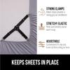 GORILLA GRIP Patented Bed Sheet Holders, Adjustable Elastic Fasteners with Metal Clips, Keep in Place Fitted Bedding Straps, Firm Tight Suspenders for Mattress, US Designed, 8 Pack Black view 4