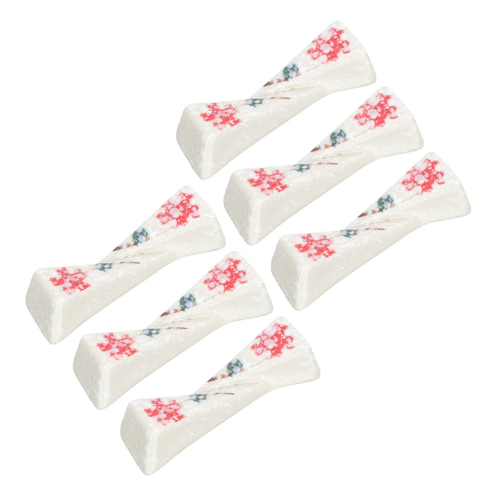 Cabilock 6pcs Ceramic Chopstick Holders Elegant Snowflake Glaze Design for Dining Table Practical Tableware Racks for Home Restaurants and Hotels