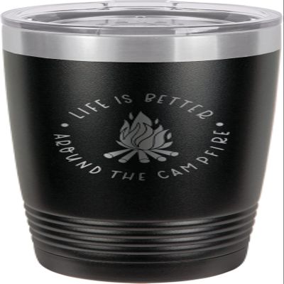 CustomGiftsNow Life Is Better Around The Campfire - Camping Stainless Steel Double-Wall Insulated Tumbler 20-Ounce Truck Car Travel Coffee Cup Mug with Lid