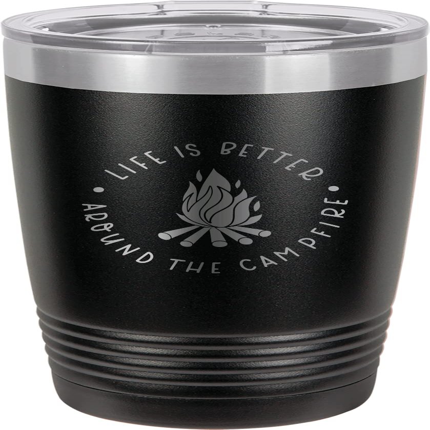 CustomGiftsNow Life Is Better Around The Campfire - Camping Stainless Steel Double-Wall Insulated Tumbler 20-Ounce Truck Car Travel Coffee Cup Mug with Lid
