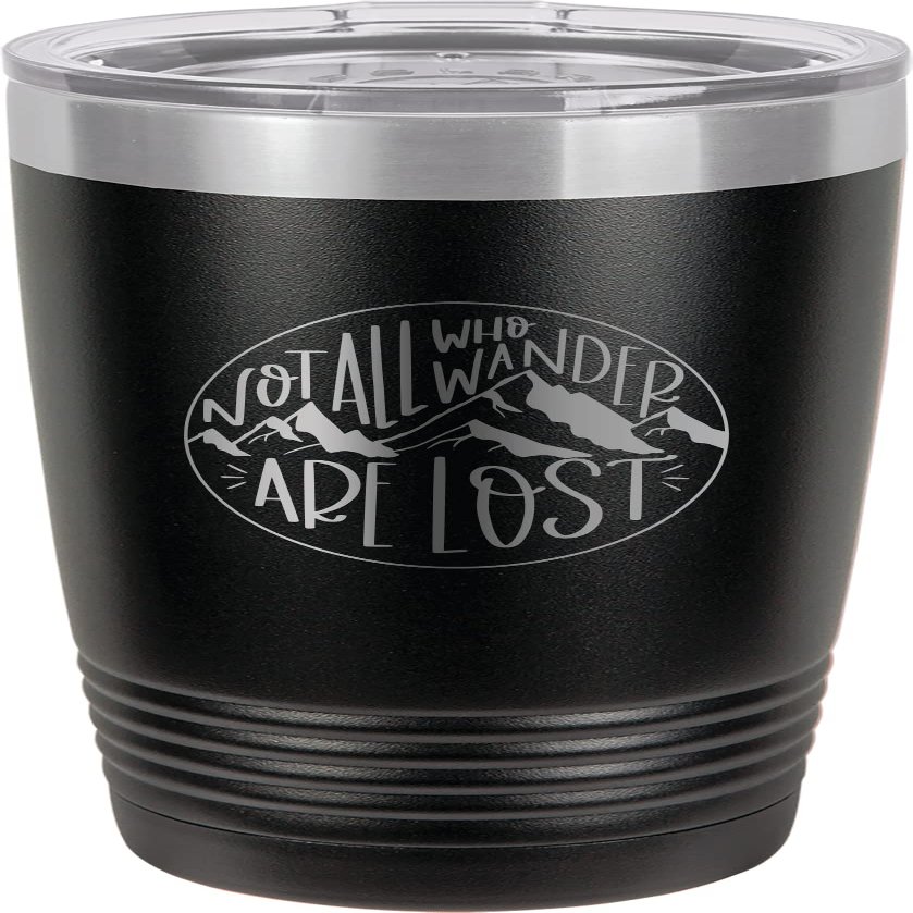 CustomGiftsNow Not All Who Wander Are Lost - Camping Stainless Steel Double-Wall Insulated Tumbler 20-Ounce Truck Car Travel Coffee Cup Mug with Lid