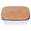 Cabilock Lunch Box Containers Butter Bowl Enamel Butter Dish with Wooden Lid Farmhouse Butter Container Butter Keeper Butter Box for Kitchen Countertop Utensil Holder Utensil Holder Cream Cheese view 1